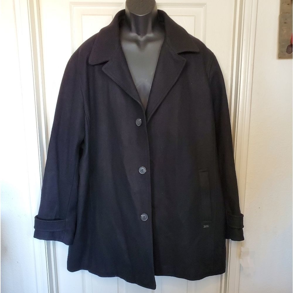 Calvin Klein Black Chesterfield Coat Wool Blend NWOT Size XXL